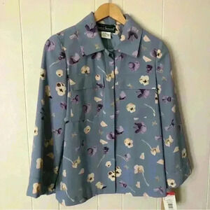 Harve Benard Button Down Lightweight Floral Polyester Top Jacket Size 6P
